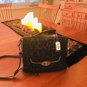 COACH OCELOT JACQUARD SMALL SADIE TOP HANDLE SATCHEL